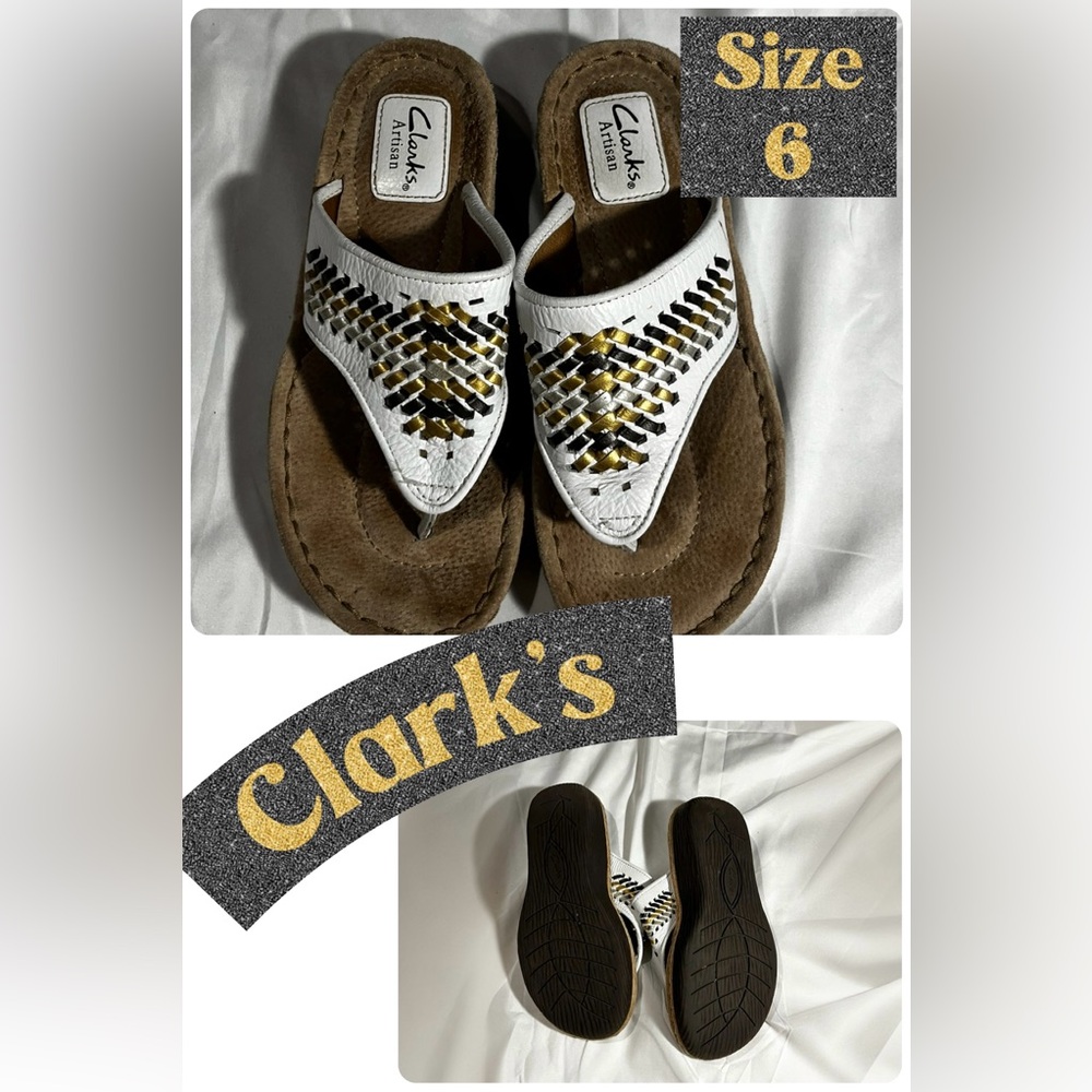 Clarks Women's Sandals in White and Gold